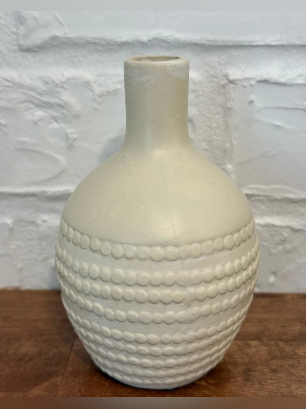Magnolia Chloe Dot Bud Vase Cream Textured Ceramic Farmhouse Decor
